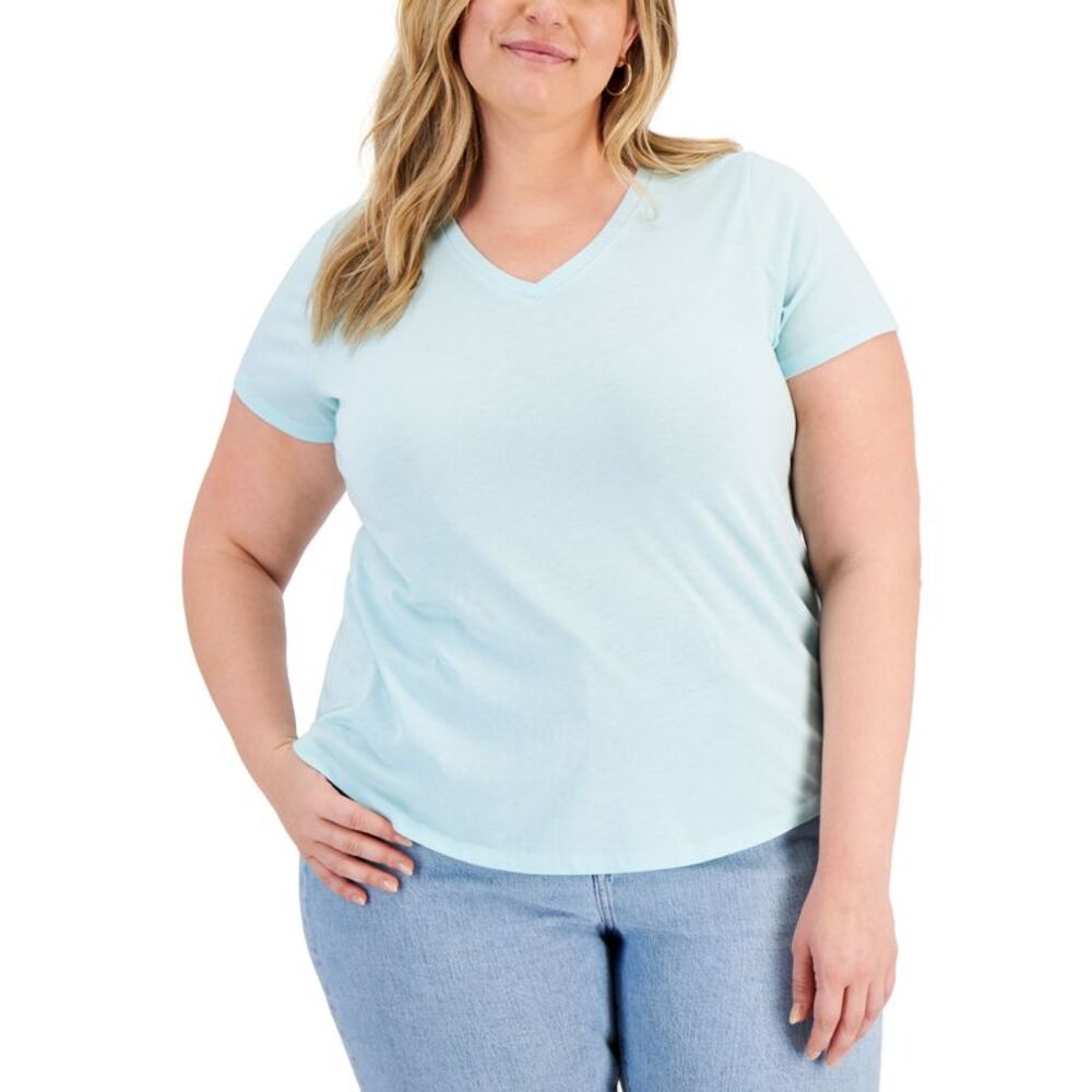 Style & Co Plus Size Solid Burnout T-Shirt